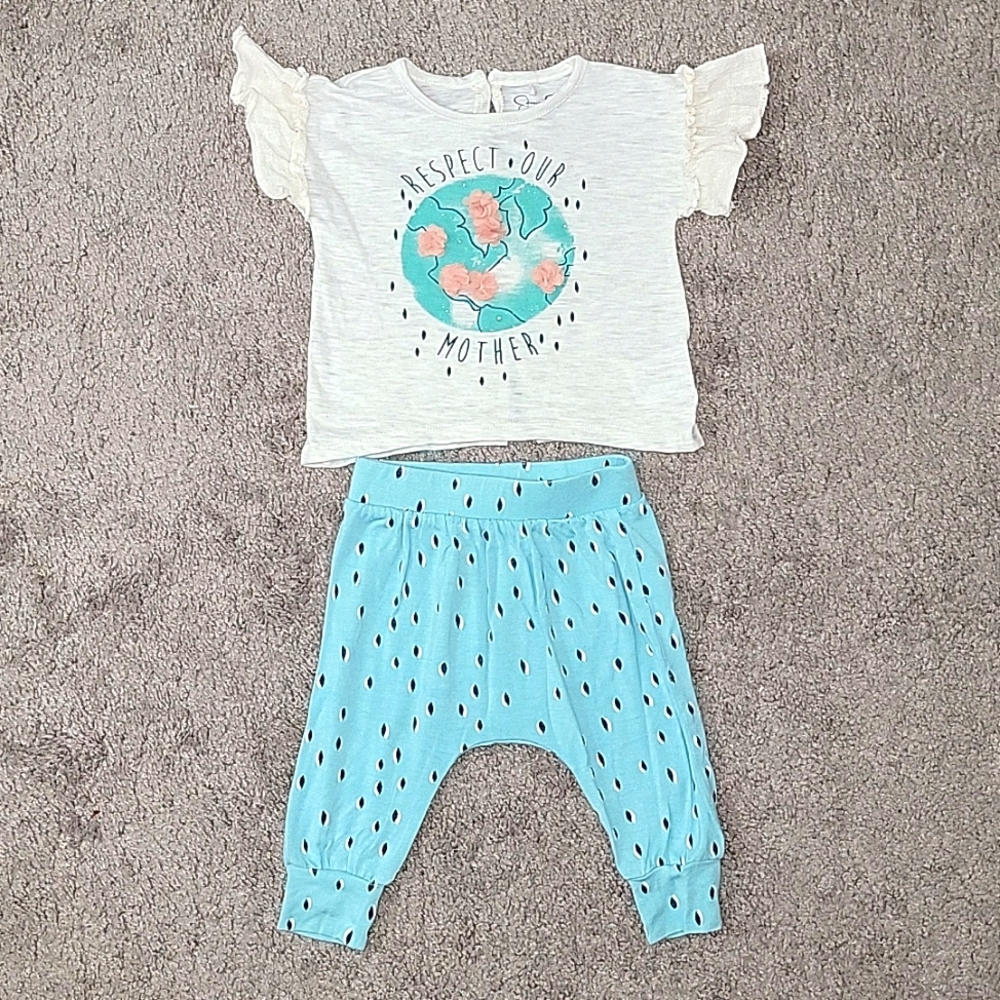 Jessica Simpson Baby Girl Respect Our Mother top & bottom set 6/9 months